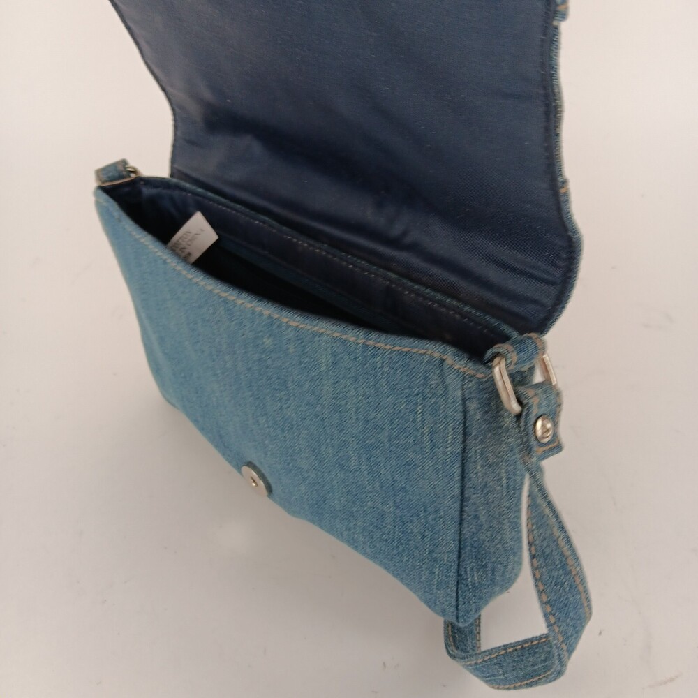 Womens Solid Blue Rectangular Shaped Studded Denim Shoulder Bag - Picture 10 of 13